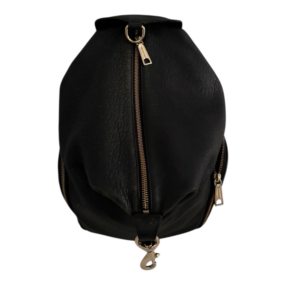 REBECCA MINKOFF Julian Gold Hardware Backpack Black Pebbled - Picture 2 of 6